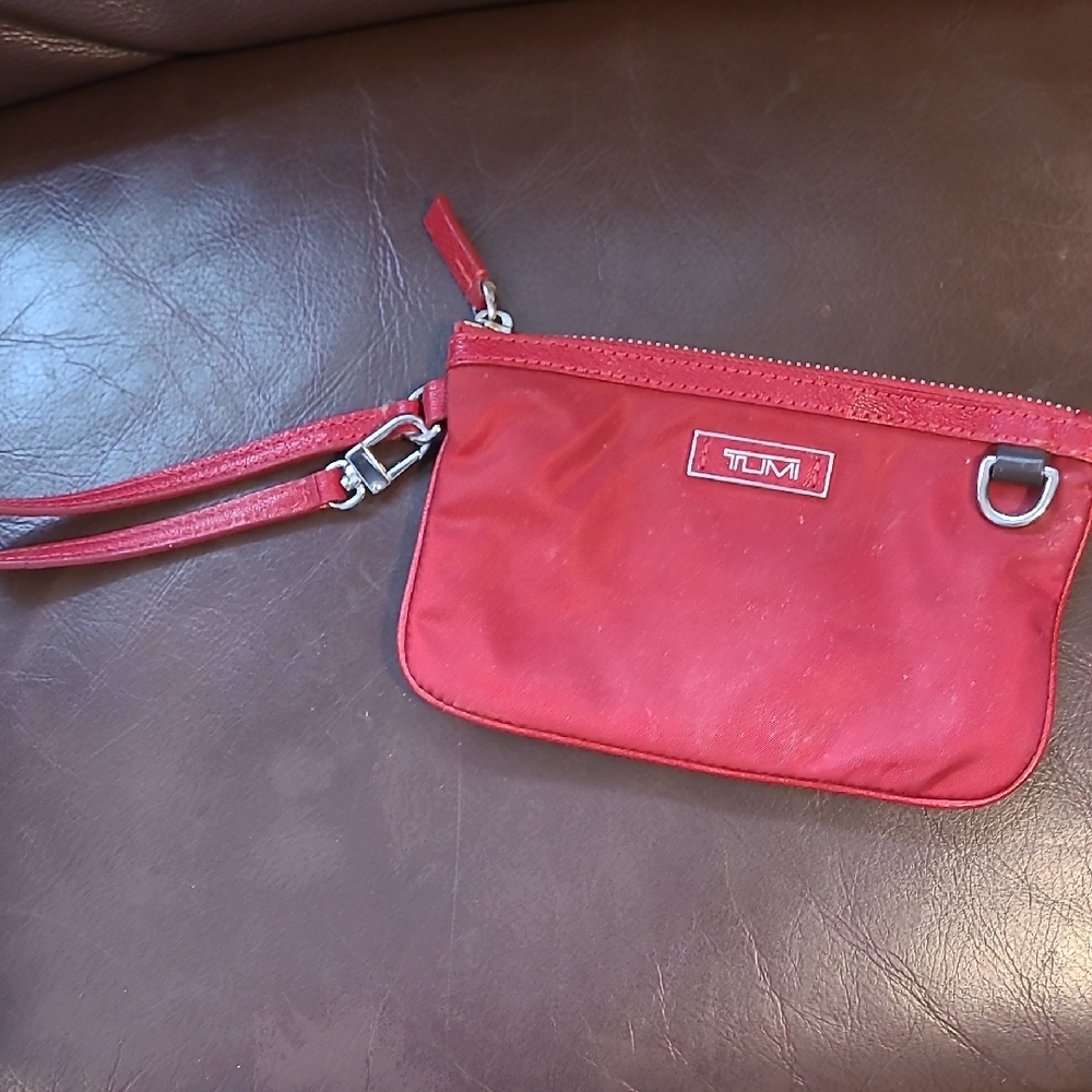 TUMI Red Wristlet Clutch
